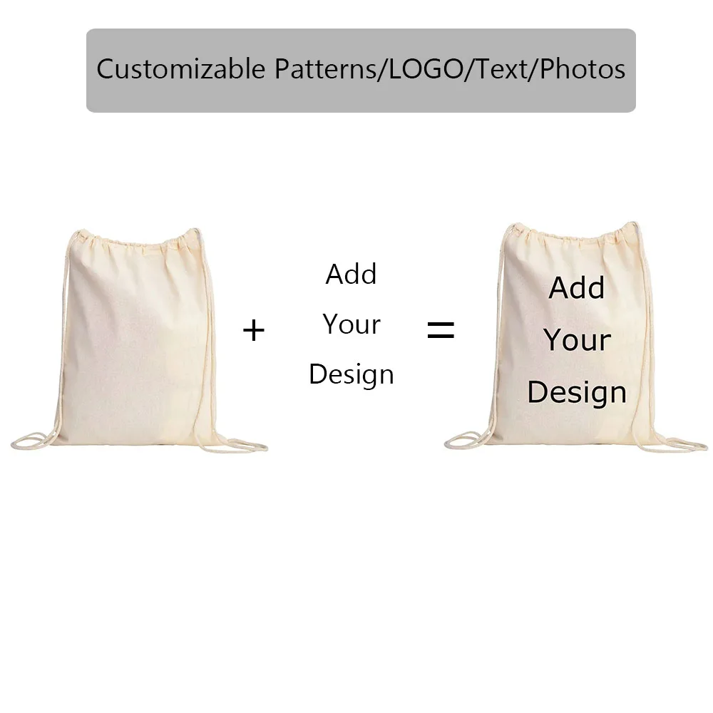 

Custom Linen Drawstring Backpack Heat Transfer Personalized Backpack Christmas Gift White Gift Bag Suitable For Everyday Use