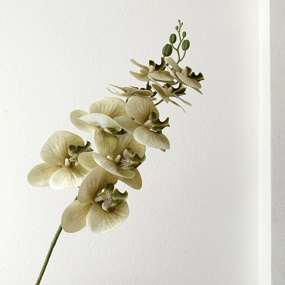 9-Köpfiger Künstlicher Phalaenopsis-Blumenzweig Realistische Seidenblume Künstliche Orchidee für Hochzeit, Party und Heimdekoration – Detail 9