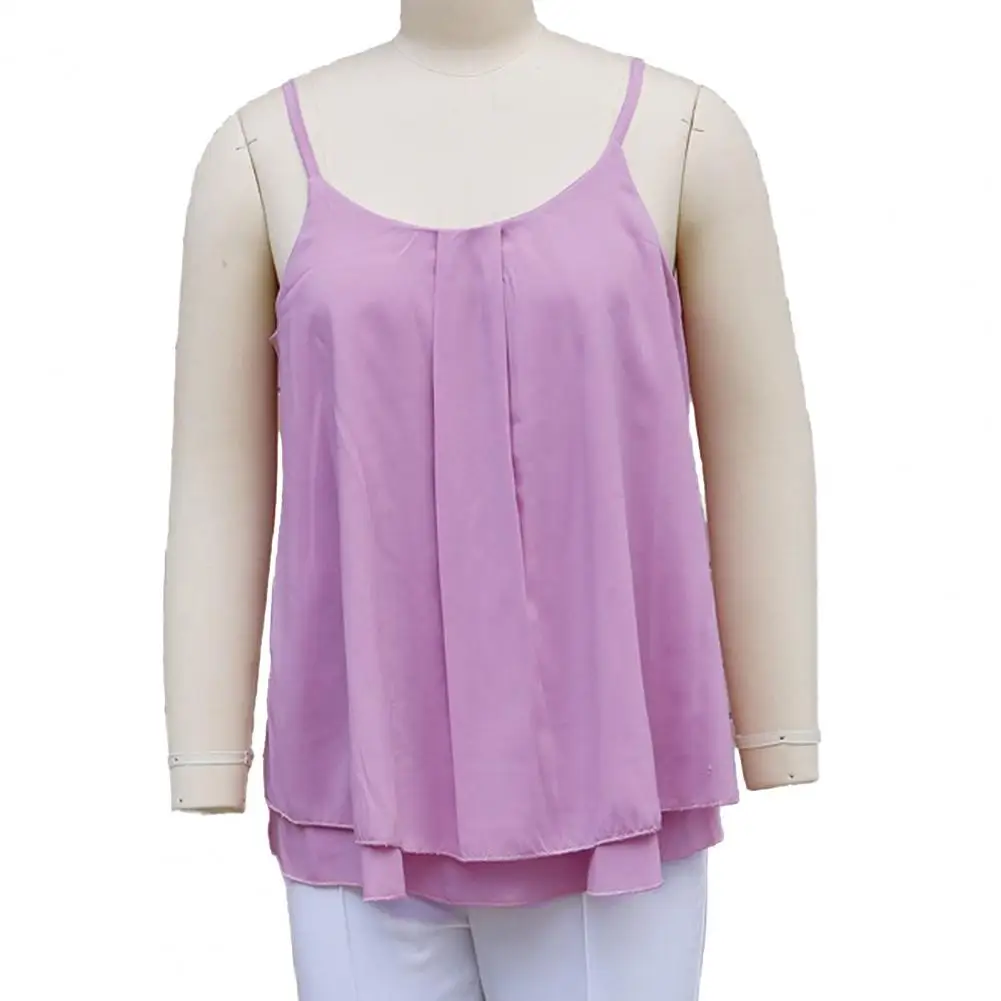 Layered Hem Shirt Women Chiffon Tops Women’s Lightweight Chiffon Blouse Layered Ruffle Hem Top Loose Fit Summer Sling for Warm