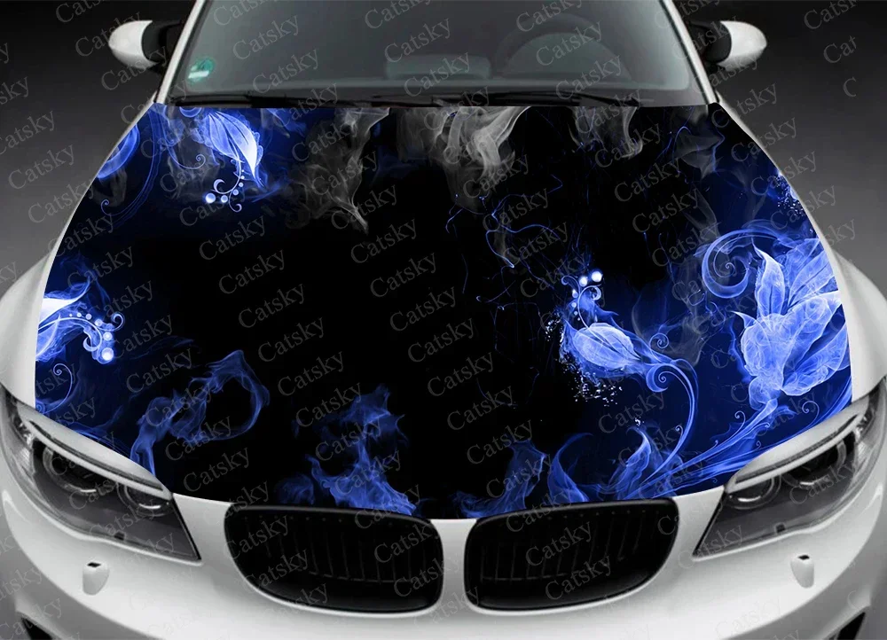 Car Hood Decal, Vinyl, Sticker, Graphic, Wrap Decal, Truck Decal, Truck Graphic, Bonnet Decals, Skull, Abstract Flame