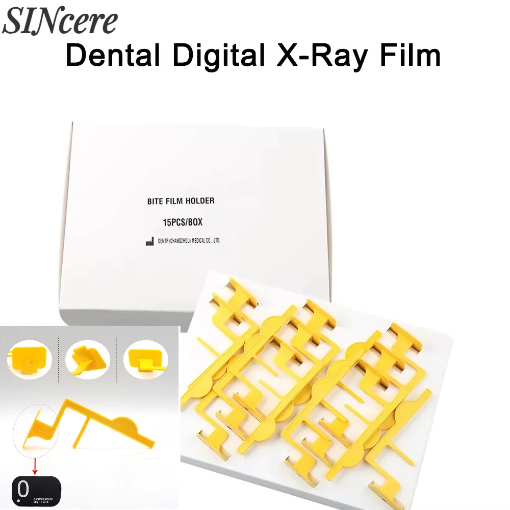 Mordida Dental Digital X-Ray Posicionador Plástico, Suporte Dental, Uso para Laboratório de Odontologia, 15pcs por conjunto