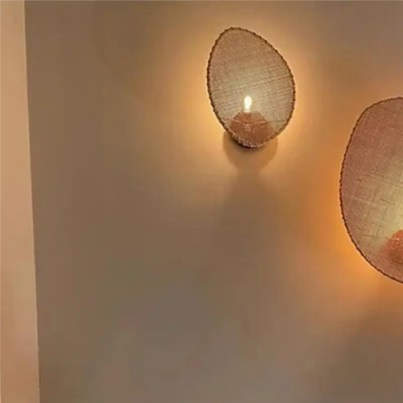 AB13-الرجعية الروطان الجدار مصباح خمر نمط حبل نسج الجدار الخفيفة لفندق مطعم متجر غرفة نوم غرفة المعيشة زينة السرير #4