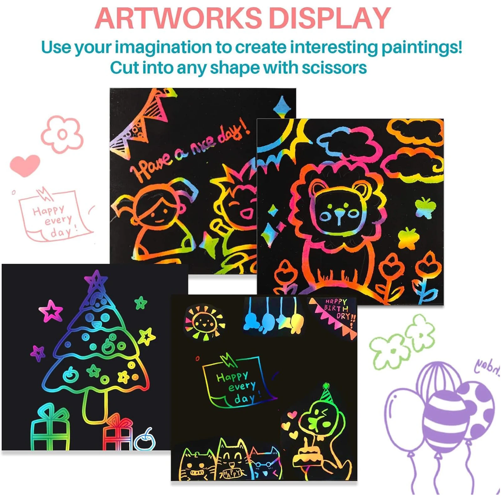 قوس قزح خدش ورقة الفن قوس قزح خدش ملاحظات خدش الفن حفلة تفضل خدش ورق فني ملاحظة صغيرة خدش ورقة للولادة