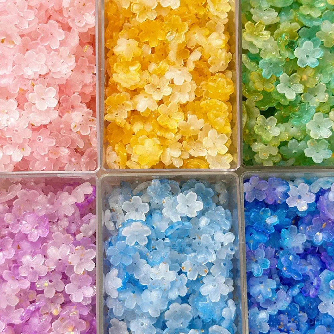 11mm Two Tone Flowers, Acrylic, Gradient, DIY Interval Beads, Loose Beads, Accessories, Festivals, Gifts - Random Color Mixing image 2