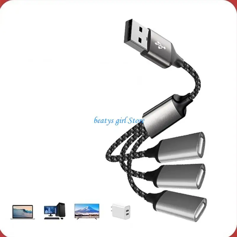 

C7AB USB Splitter Cable USB Splitter Adapter Power Cord Extension for Charging Data Transfer USB Port Extender Hub Adapter