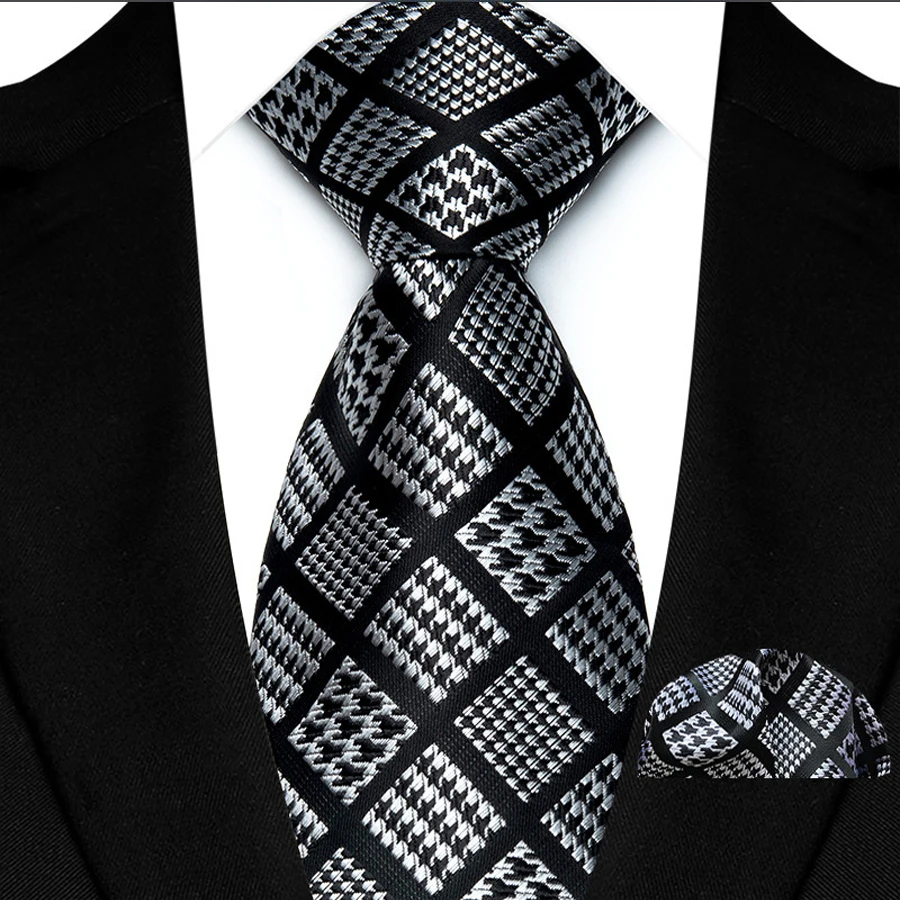 Klassische Business-Krawatte in Braun und Rot, 8 cm, für Herren, kariertes Karos, Taschentuch-Krawatten-Set für Hochzeit, Party, Alltag, Accessoires, Geschenk