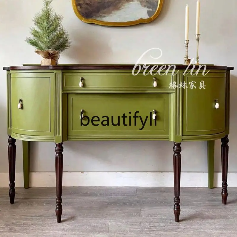 

French retro semicircular entrance cabinet/storage light luxury entrance table decorative cabinet partition