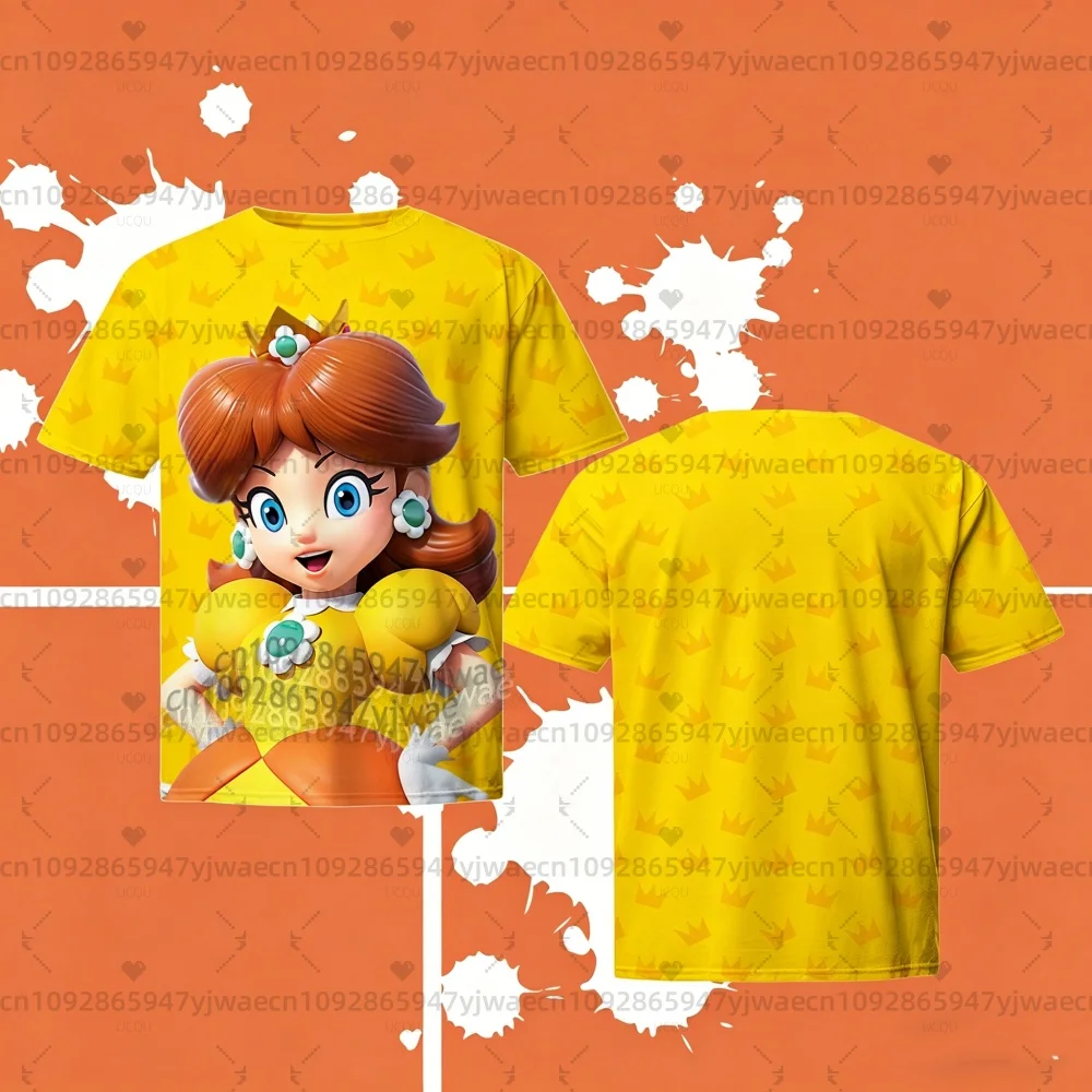 Koszulka męska Super Mario Bros. Yoshi Peach 2026, letnia sukienka dla dzieci, koszulka chłopięca, koszulka męska damska z krótkim rękawem, urocze koszulki urodzinowe dla dzieci. — zdjęcie 3