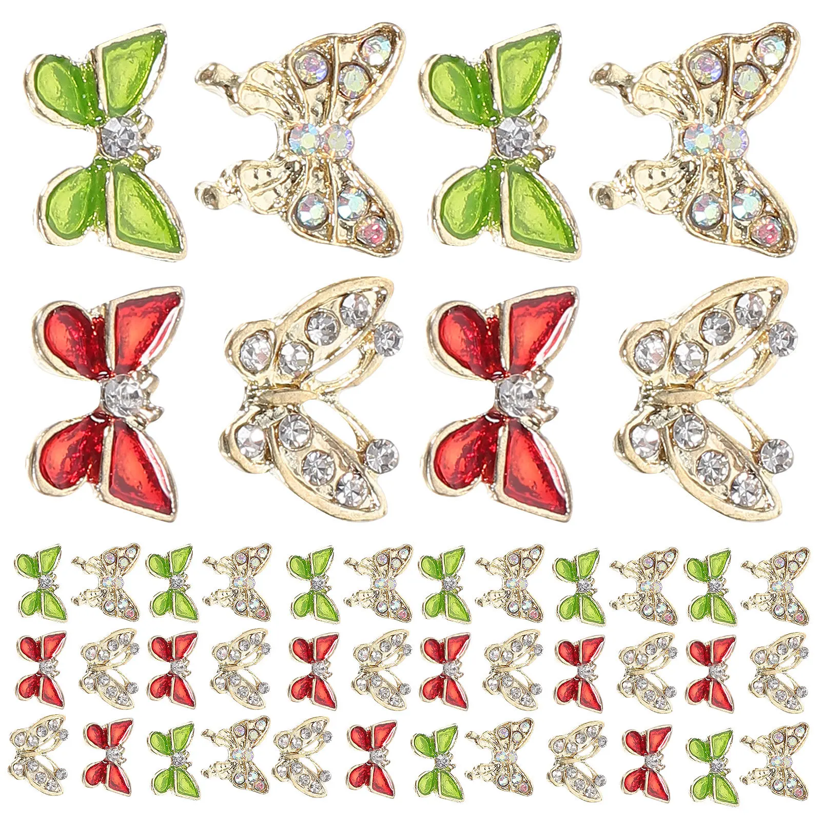 40 ciondoli per nail art a forma di farfalla, disegni attraenti, dimensioni ridotte, facili da usare, decorazioni per feste di Natale, ciondoli per unghie