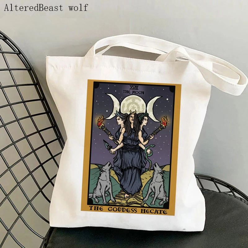 Women's Shoulder Bag Witchcraft and Magick Hekate Wheel magic Tarot Card witchy Canvas Bag Harajuku Shopper Bag Tote Lady Bag