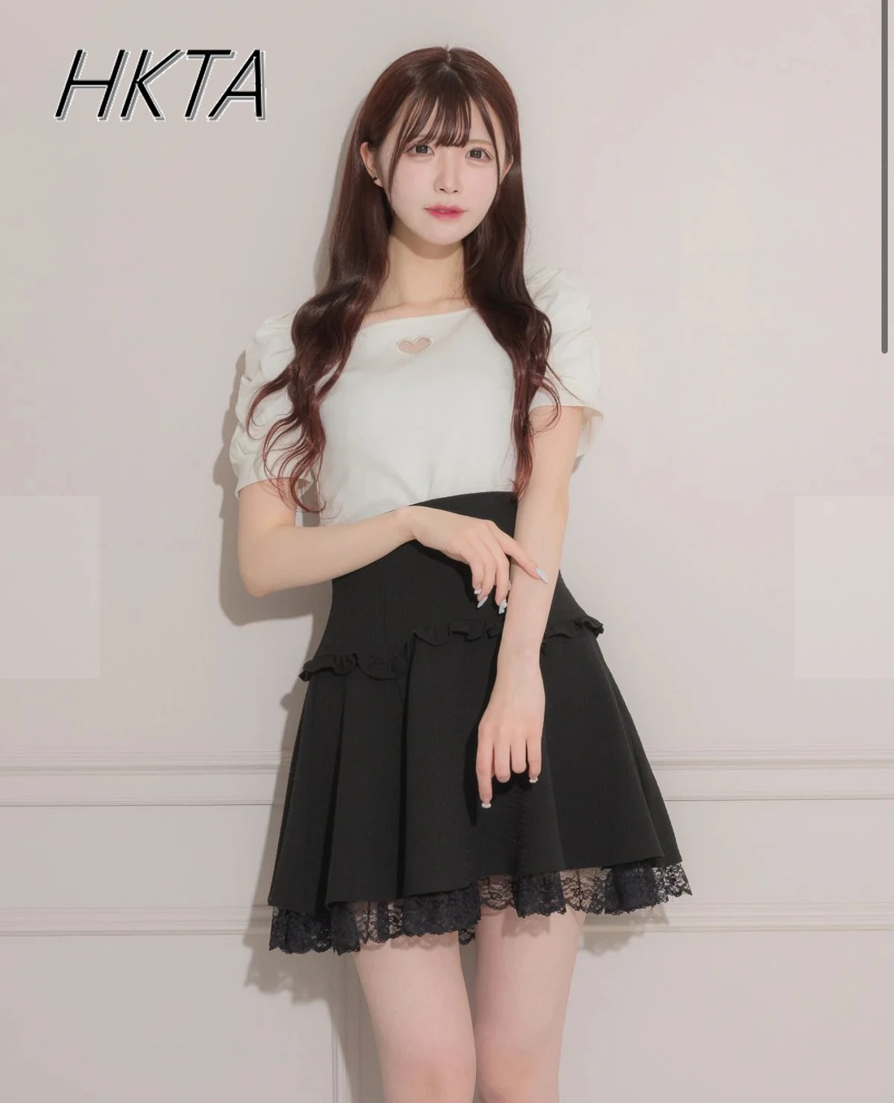 Japanese Style Square Collar Love Hollow Pleated Bubble Short Sleeved Tops Women Mine Commuter Summer Versatile Black T Shirts