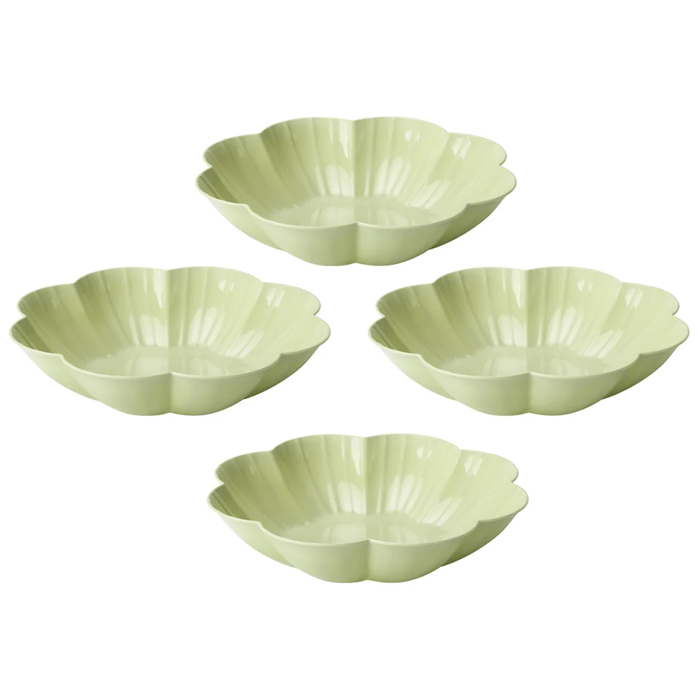 

4 Pcs Platter Fruit Tray Jewelry Plate Snack Dish Shaped Light Green Plastic Storage