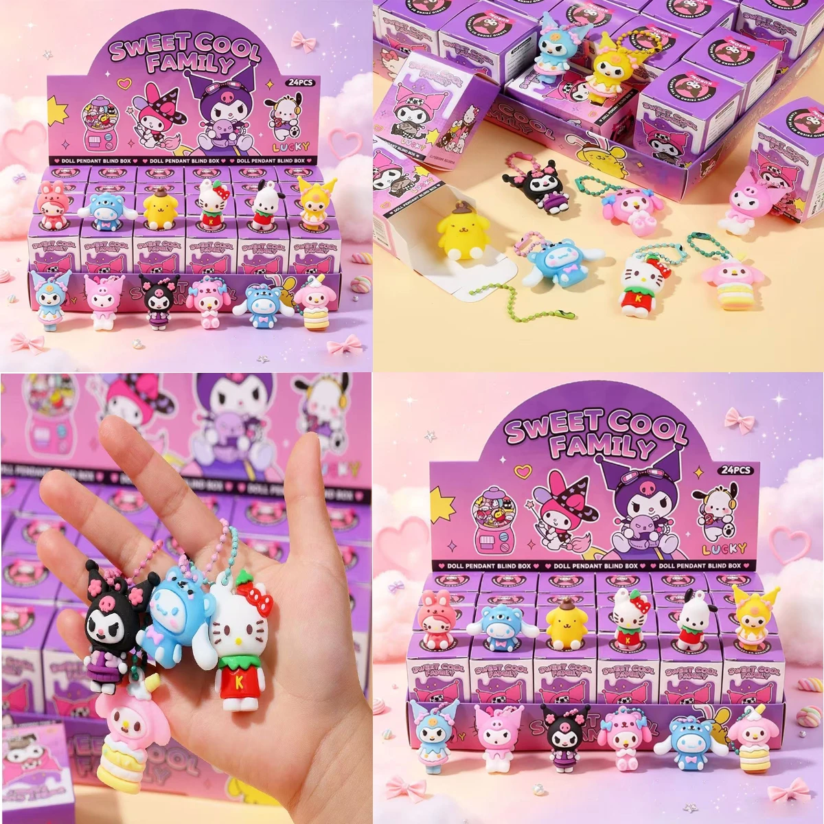 2026 Sanrio Hello Kitty Black Girl Keychain Pendant Character Keychain Blind Box Toy boy Girl 's Christmas Gift