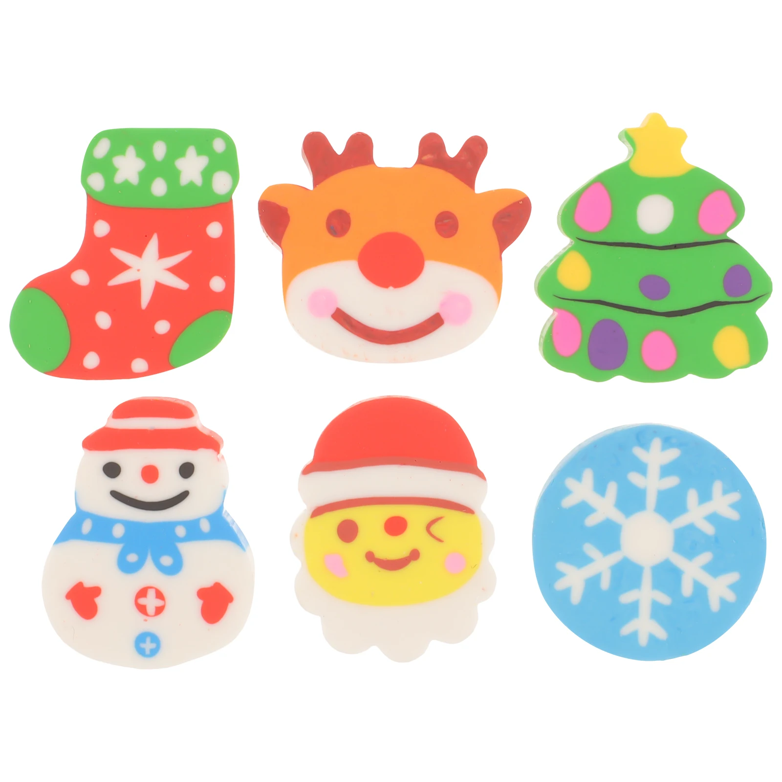 

10pcs Christmas Eraser Rubber School Stationery Elk Gift Cartoon Gifts High Quality Bright Color Design Festive