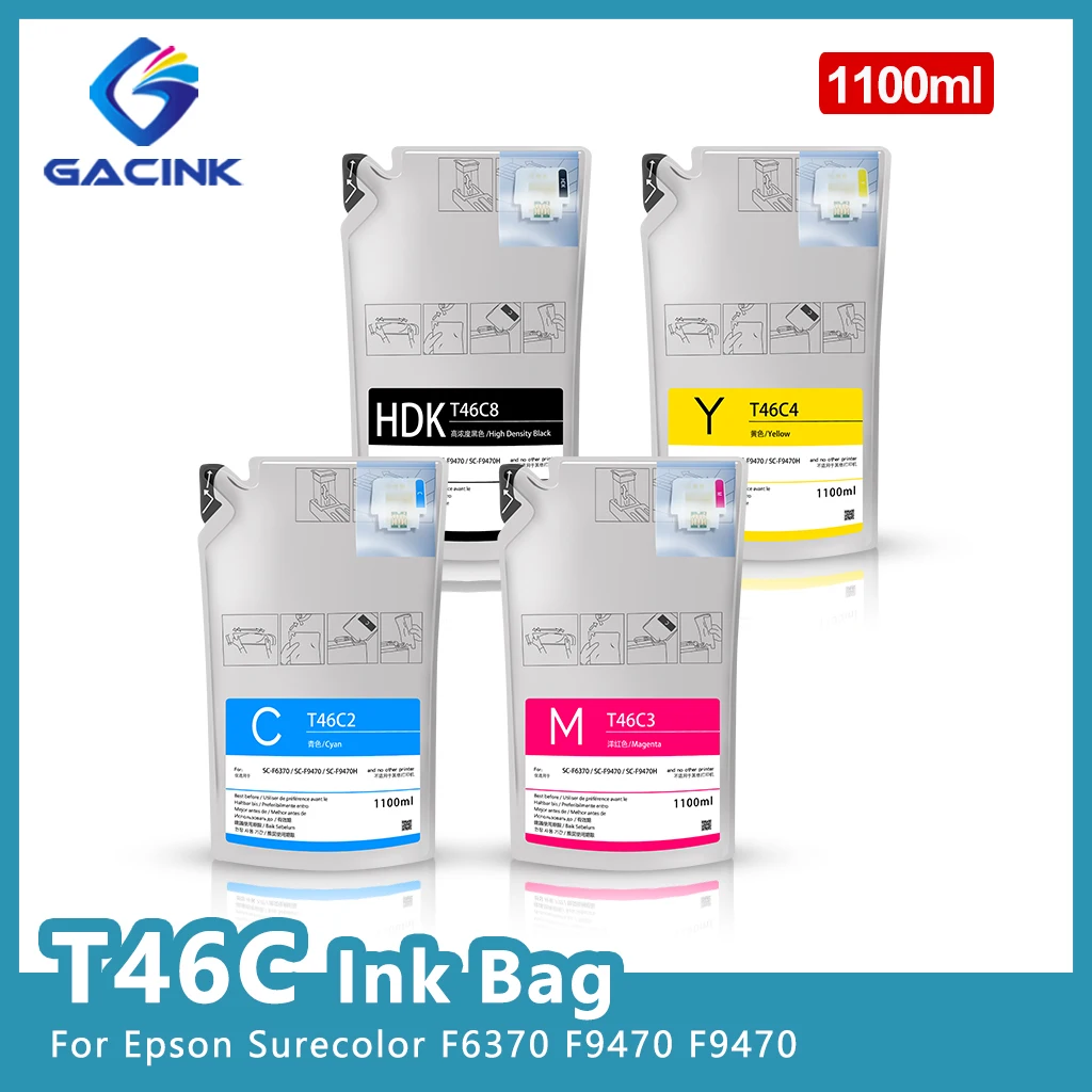 T46C2 T46C3 T46C3 T46C8 Ink Cartridge With Chip Compatible For Epson Surecolor F6370 F9470 F9470H Printer Ink Bag 1100ml/pcs