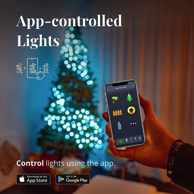 TuYa WiFi Smart String Lights Outdoor IP65 Waterproof Fairy Lights RGB Music Sync Garland Lights With Alexa Google Home