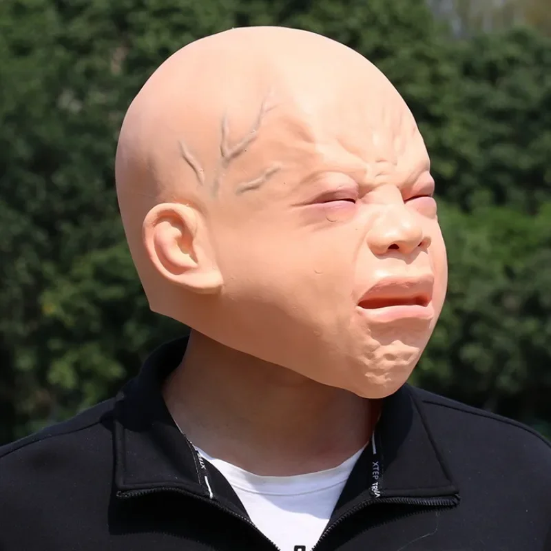 Cry Kind Masker Halloween Latex Huilende Baby Hoofddeksels Cosplay Party Huilende Kind Head Cover Props Kids Huilende Head Cover