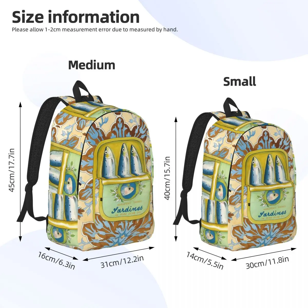 Norwegian Smoked Sardine Can Art Backpack Daypack Large Capacity Kids BookBag School Bag Shoulder Bags for Men Women
