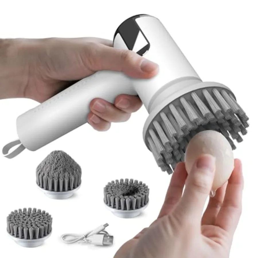 

Электрическая щетка для чистки яиц, мойка яиц для свежих яиц и овощей, щетка с дисплеем уровня заряда батареи, 2 настройки скорости, 3 замены