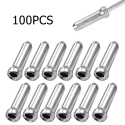 100 PCS Bike Universal Cable End Cap Tips MTB Bicycle Brake Gear Lever Aluminum Inner Thread End Crimping Inner Cable Pipe Sleev