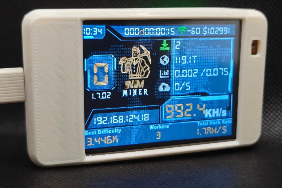 NMMiner NerdMiner V2 Colorful Case Hashrate 980KH/s Lucky Miner ESP32 2.8 inch Smart Display Bitcoin Solo Lottery ESP32-2432S028