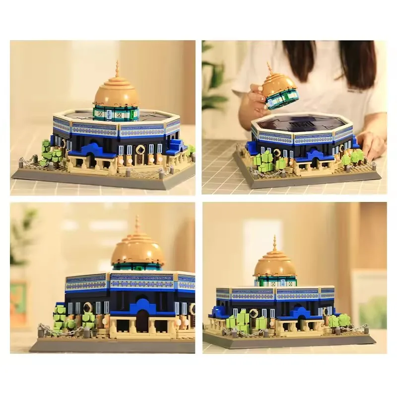 983PCS Dome Rock Mosque Building Blocks World City Building Model World Famous Architecture  Assemble Toys For Boys Adult Gifts