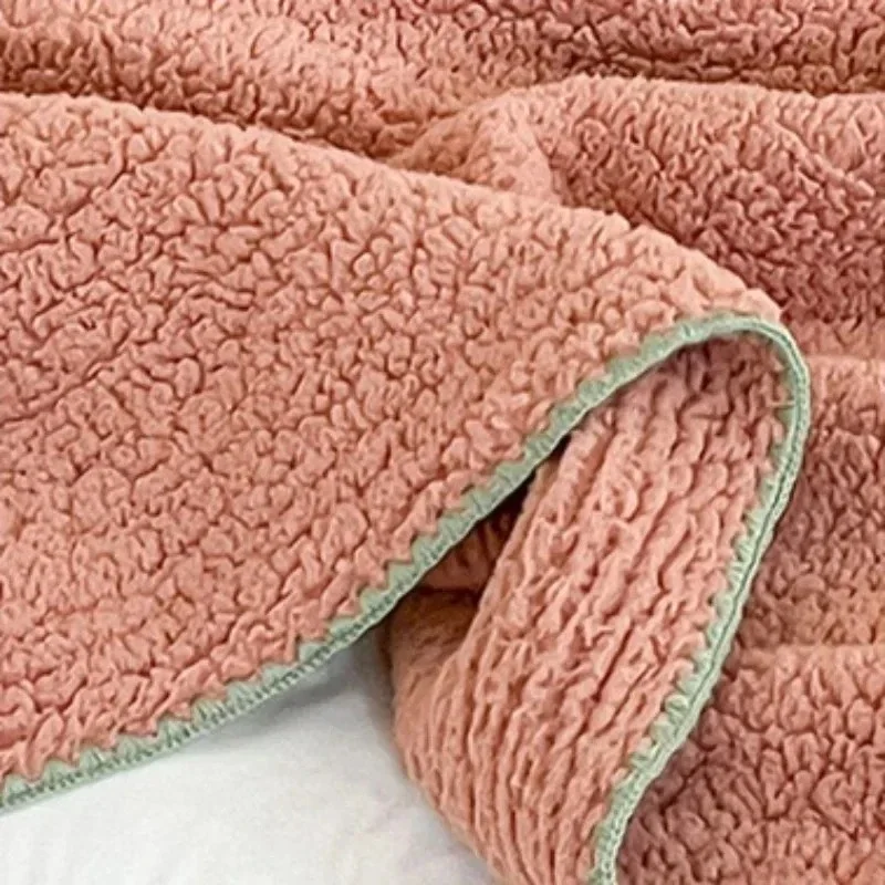 Thickened Plush Warm Blanket Solid Color Shell Edge Lamb Wool Bedclothes Smooth Soft Flannel Quilt Camping Travel Car Blankets
