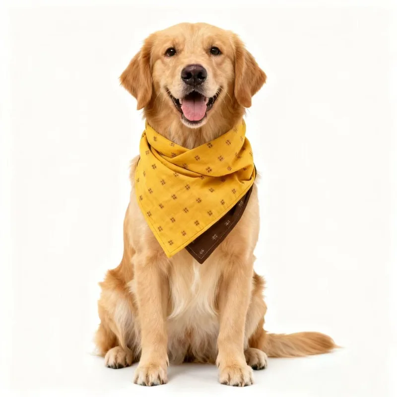 

Turmeric Contrast Color Dog Bandana Fashion Trend Pet Scarf Soft Lightweight Bib Adjustable Triangle Neckerchief Stylish