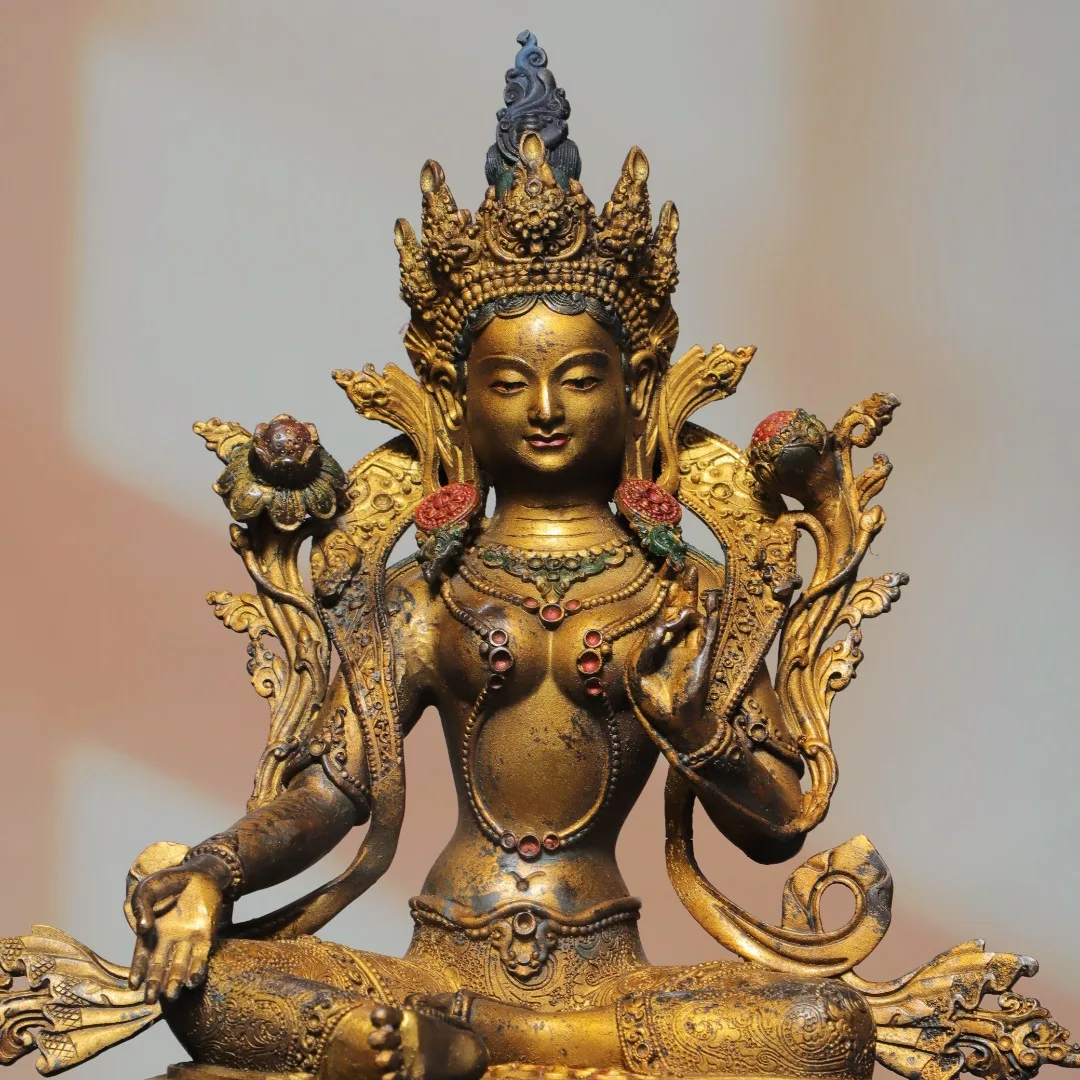 Tibetan Buddhism Green Tara Buddha Statue Meditation Table Decorative Sculpture  Feng Shui Decorative Accessory Home Altar
