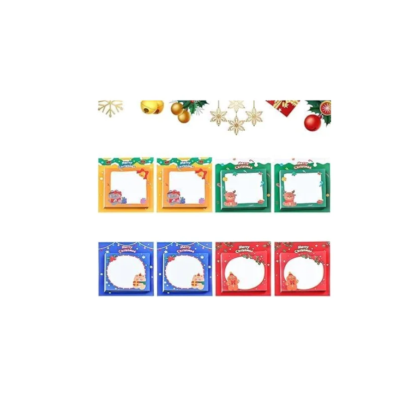 8 Pieces Christmas Self Sticky Notes Pad Notes Merry Christmas Labels Adhesive Memo Pads Message Note for Office Home School Xma