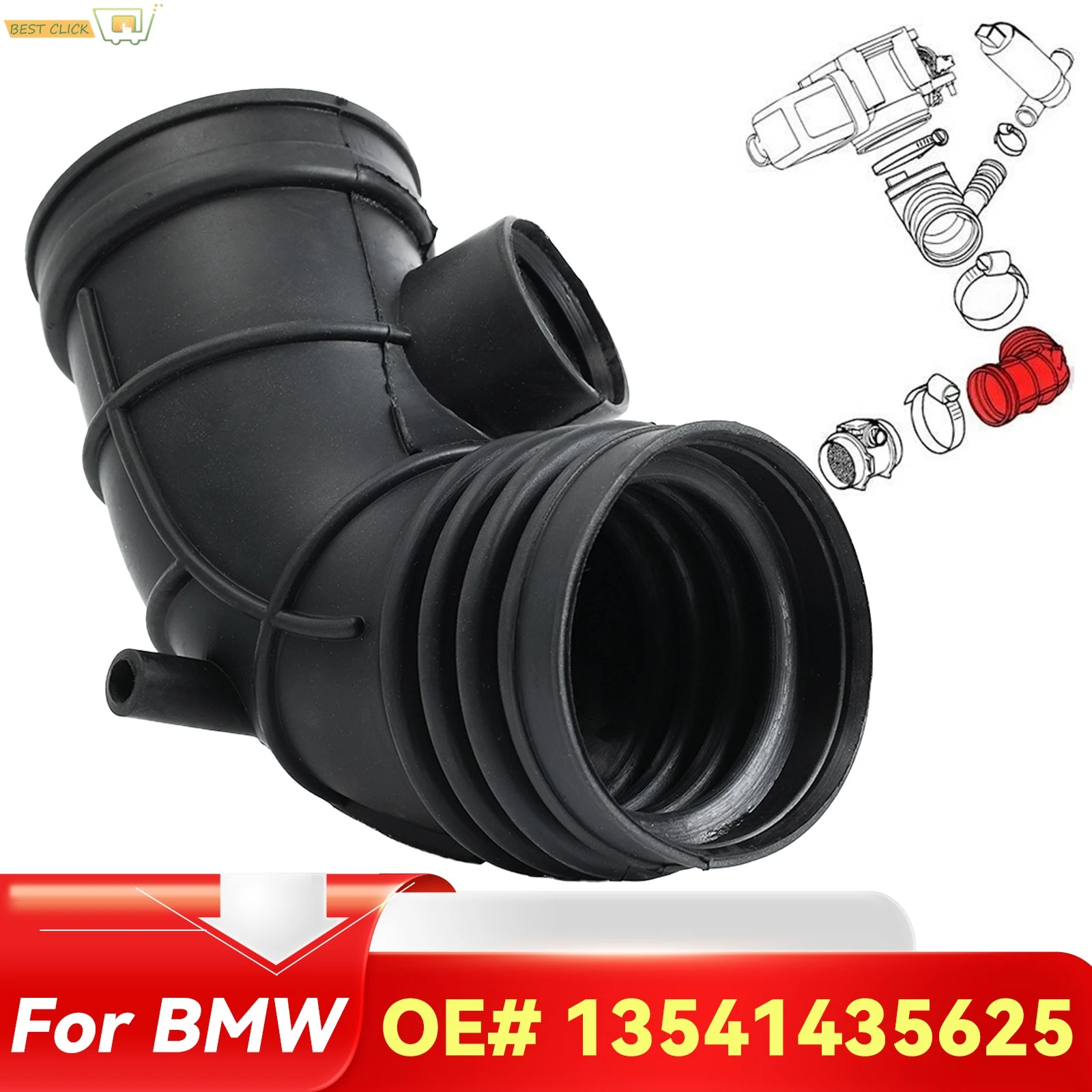 Engine Air Filter Intake Hose Boot Tubes Rubber For BMW 5 Series E39 528i 525i 520i 523i 7 Series 728i 1994 - 2001 13541435625