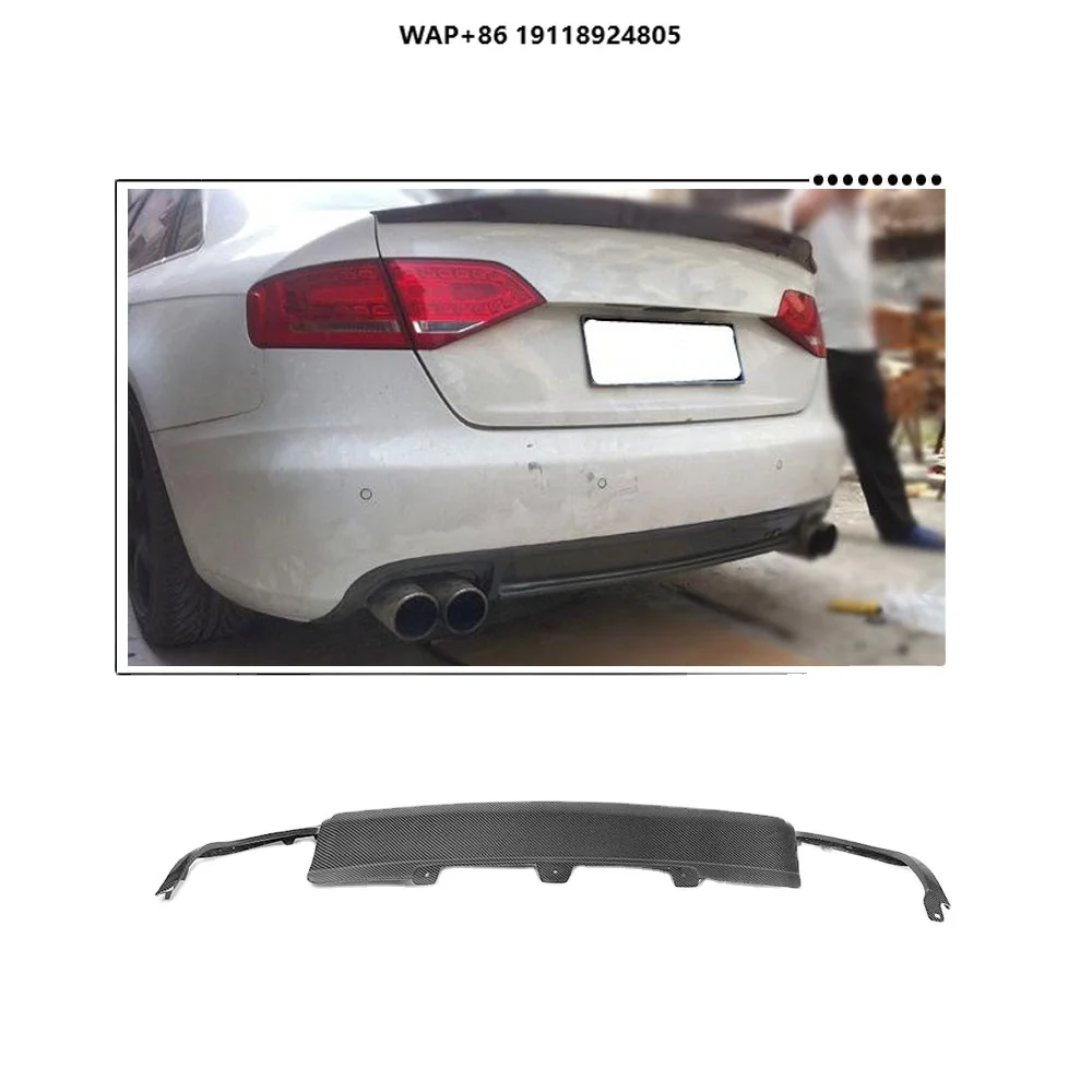 

S4 Style Quad Exhaust Dual Outlet Carbon Fiber Rear Bumper Lip for A4 B8
