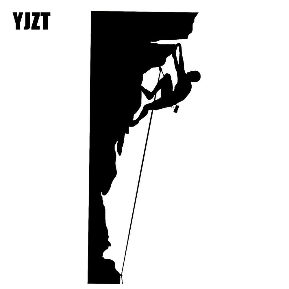 YJZT 7.6CMX18.3CM Rock Climber Mountain Climbing Vinyl Car Stickers Black/Silver