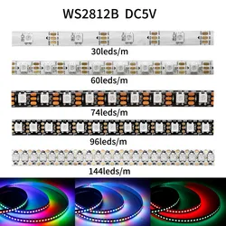 WS2812B DC5V Individually Addressable 5050 RGB Led Strip Black White PCB WS2812 Smart Pixels Led Light Waterproof IP30/65/67