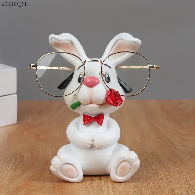 Creative Cartoon Rabbit Glasses Stand Resin Crafts Multifunctional Pen stand Desktop Glasses Holder Shop Glasses Display Stand