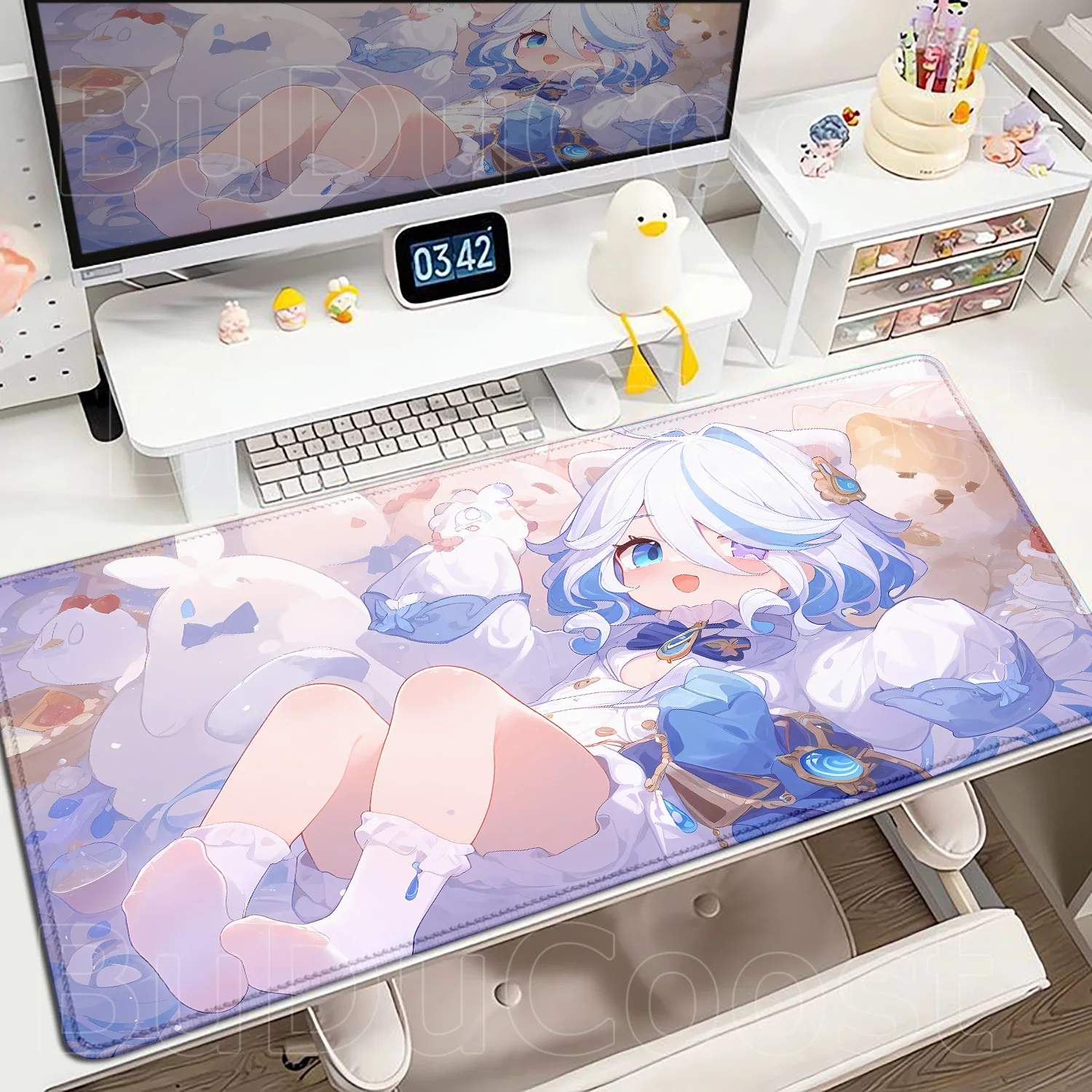 

Cute Anime Girl Desk Mat Large Mouse Pad Genshin Impact Furina Game Player Keyboard Pad Non-slip Office Study HD Mat PC Mousepad