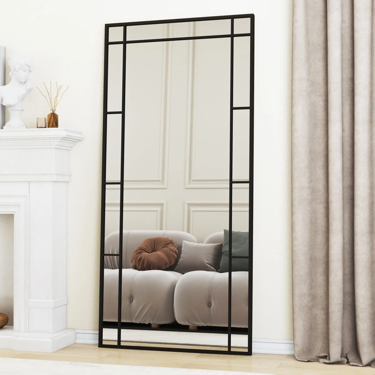 SHYFOY 71'' H Metal Rectangle Black Full Length Mirror