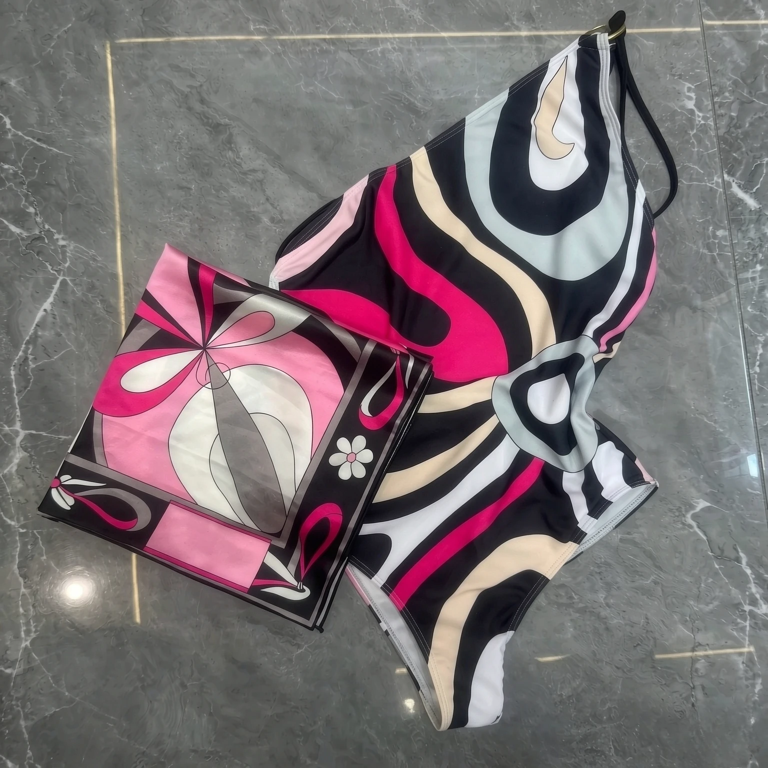 Women's Scarf Swimsuits with Letter Signature Logo Lady Sexy Headband Swimsuits Beachwear