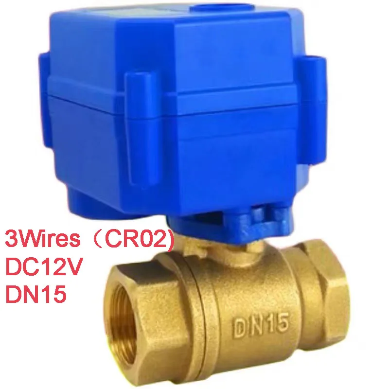 

1/2" Electric motor valve Brass, DC12V Motorized valve with 3 wires(CR02), DN15 Electric valve for water control