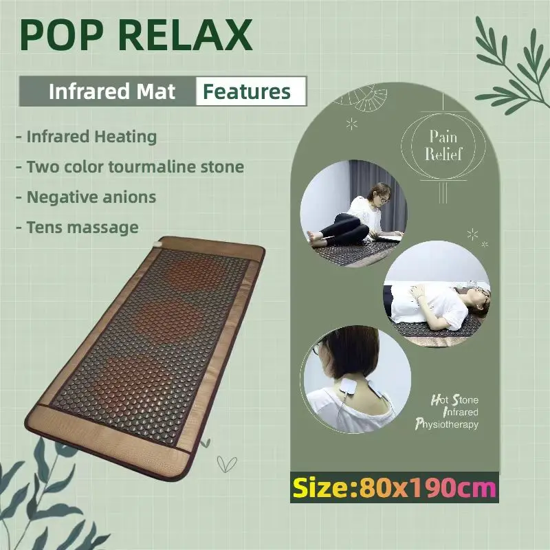 Korean Jade Tourmaline Stone Ceratonic Thermal Mat Far Infrared Heating Massage Bed Mattress Mat