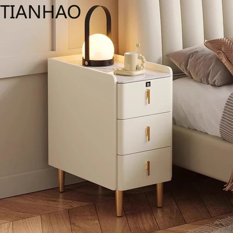 MinimalistModern Bedside Table Storage Premium European Exquisite Night Table Versatile Glamour Nachttisch Bedroom Furnitures