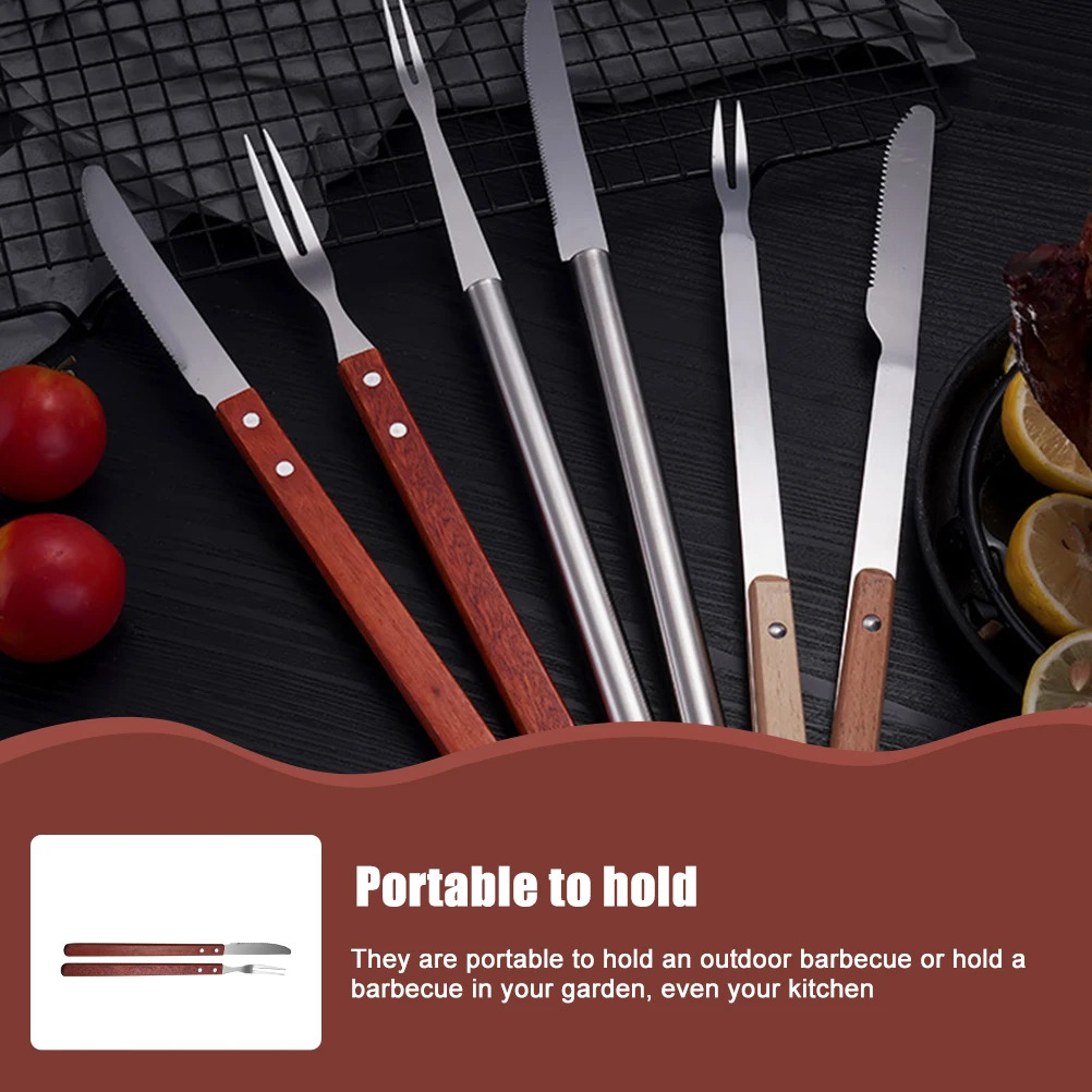 

1 Set Portable Stainless Steel Barbecue Cutter And Fork For Fish Balls Sausages Vegetables Outdoor Grilling Accessories