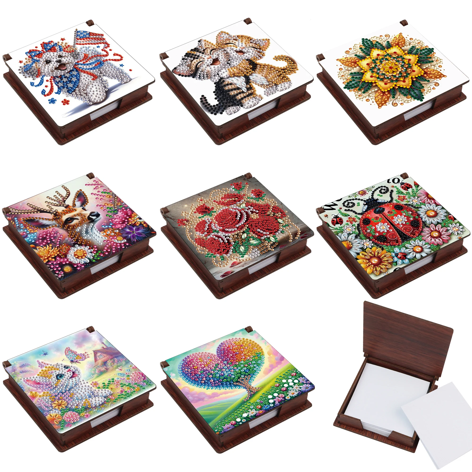 1Pc Diamond Painting Kits Note Box Cute Theme Sticky Note Organizer Sticky Note Set Sticky Note Storage Tools with Note ﻿ ﻿