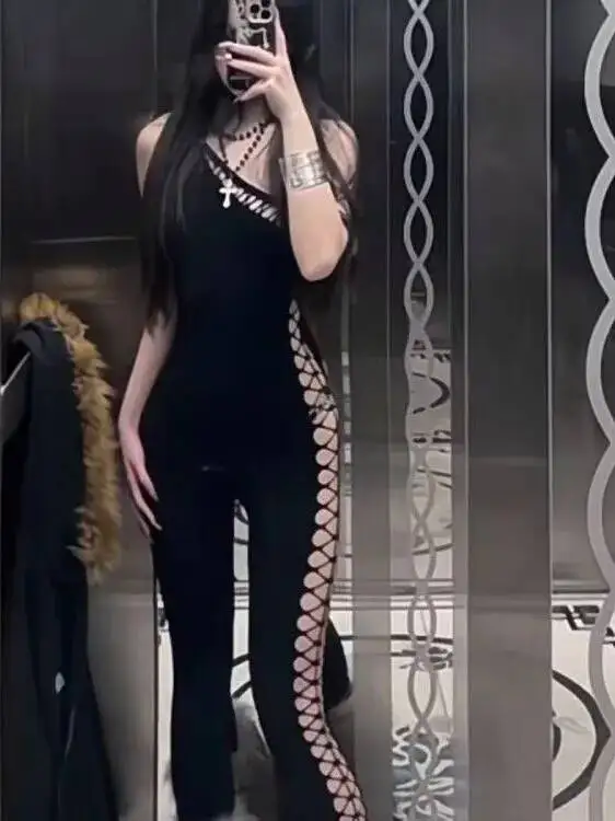 Sexy Lingerie New One-Piece Mesh Bodysuit Sexy Hollow Out Mesh Bodysuit Set Sexy Sleepwear Tight One-Piece Pants Charming 6F9C