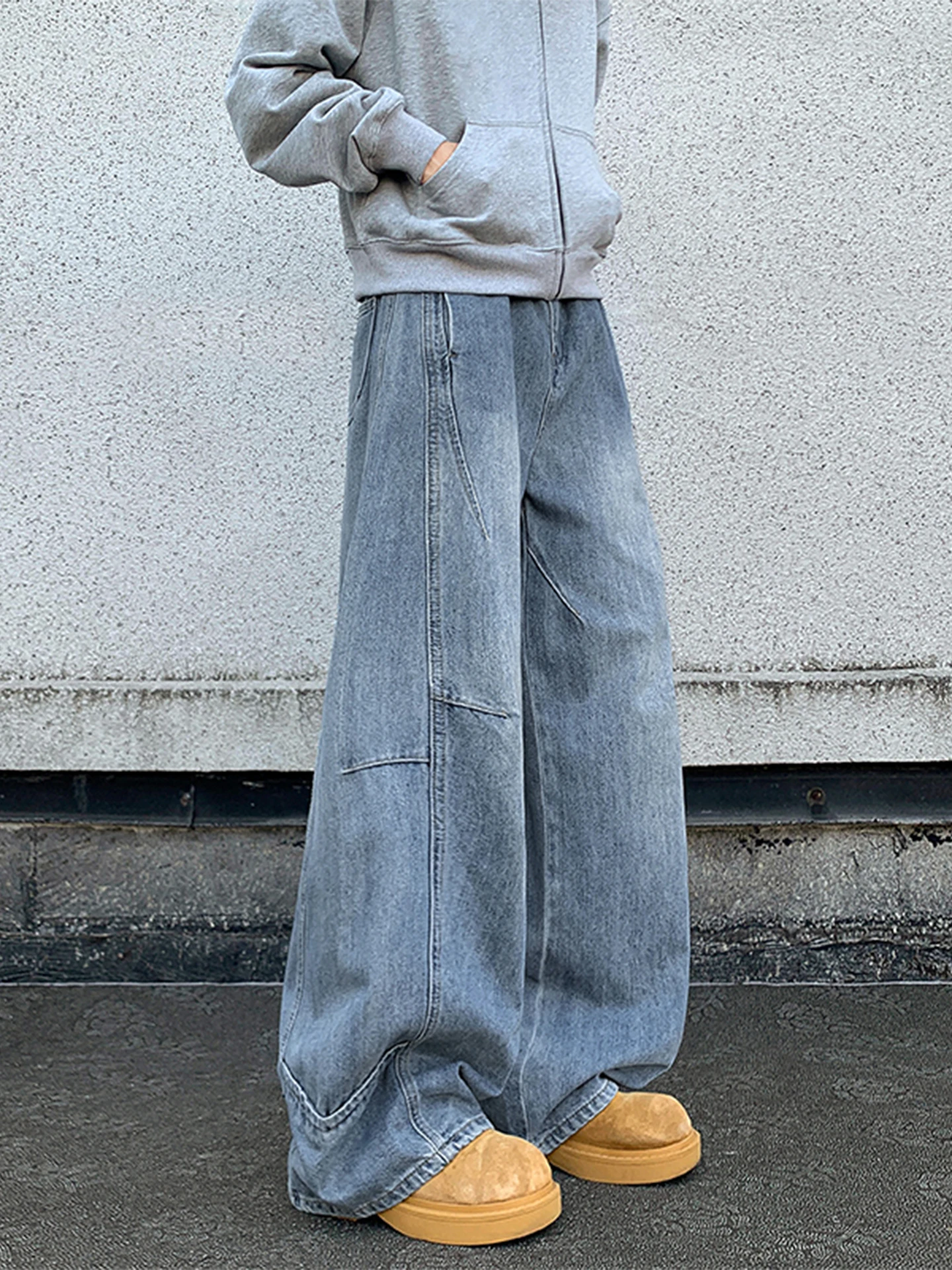 

Мужские джинсы в стиле ретро, широкие штанины, весна-осень, повседневные, из прочного полиэстера, свободный крой