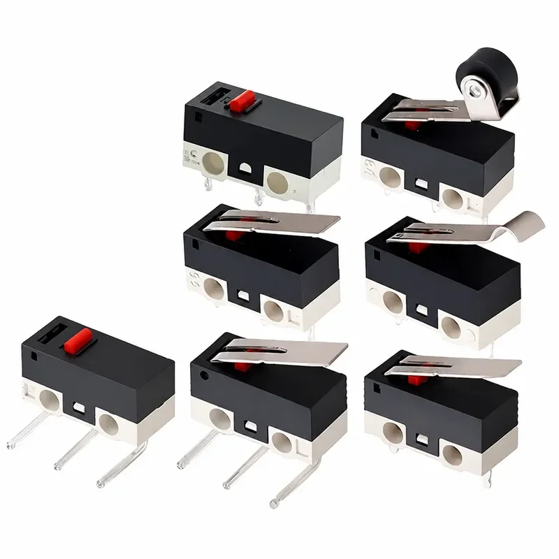 20PCS Mini Micro Limit Switch C NO NC 3 Pins PCB Terminals SPDT 1A 125V Roller Arc Lever Snap Action Push Micro Mouse
