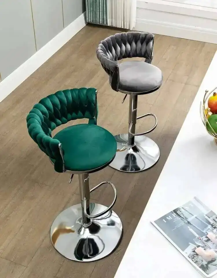 

High Stool Stool Bar Can Household Backrest Be Raised and Lowered Rotating Cash Register High Stool Hotel Lobby High Stools