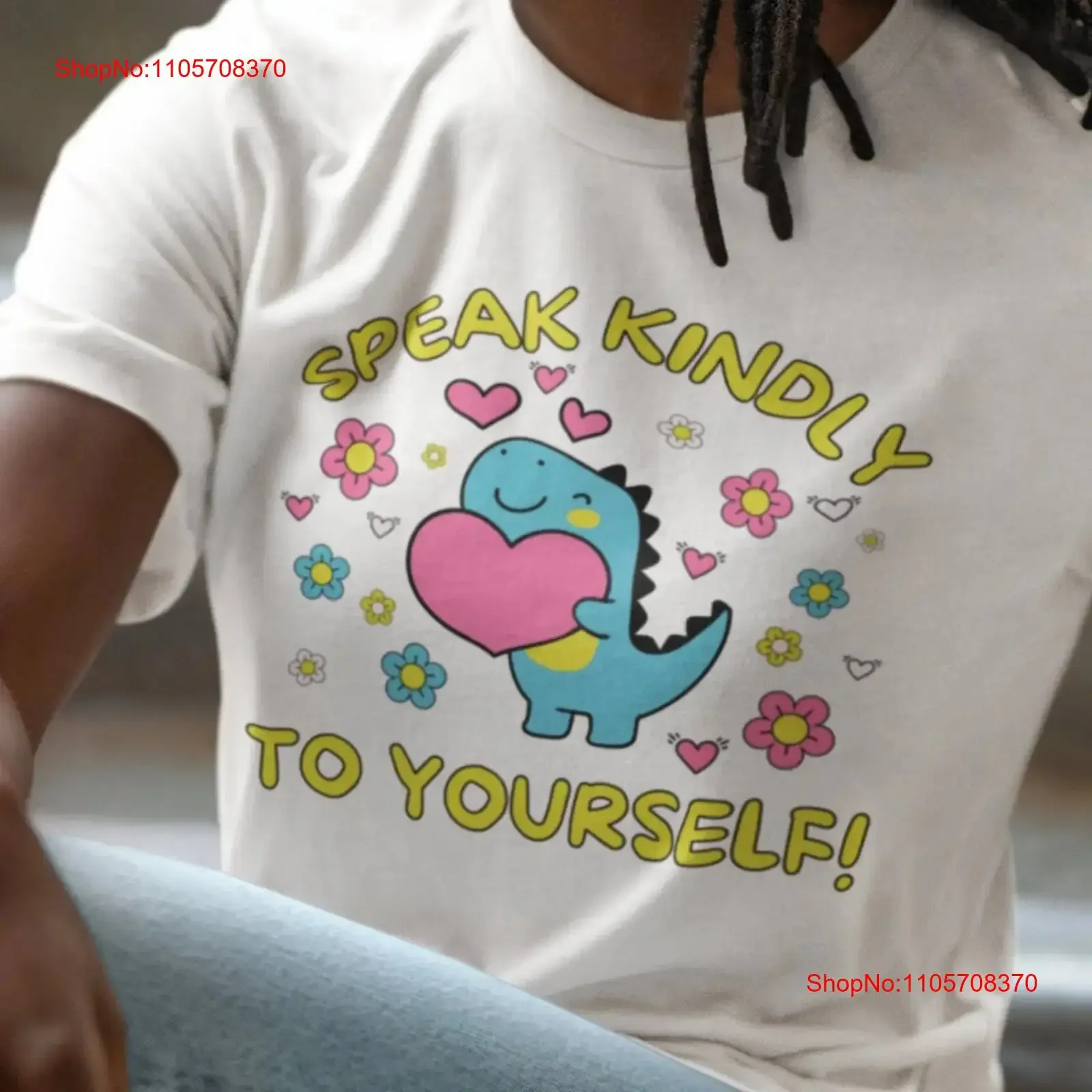 Cute Dinosaur Lover T Shirt for Elementary School Teacher Speak Kindly To Yourself Adorable Y2K Aesthetic Science vintage