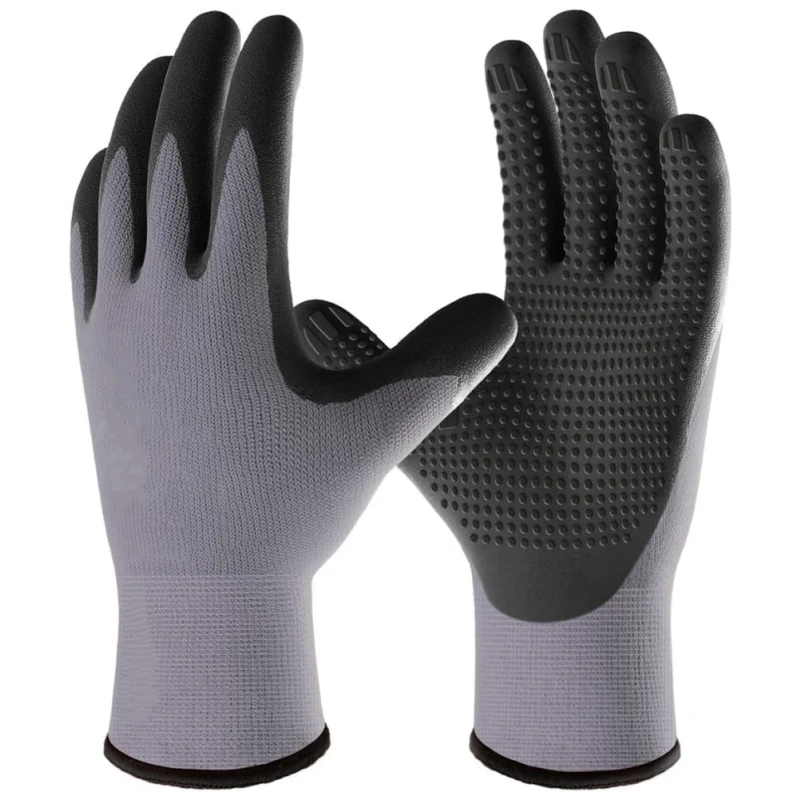 Nitrile Coated Safety Work Gloves Breathable Seamless Knit Nitrile Dipped Security Gloves for Men Mechanic Industrial Warehouse