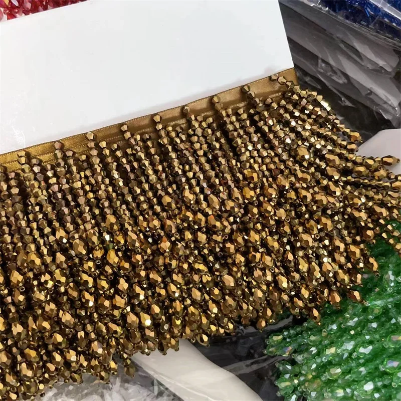 36-Farben-Quasten-Perlen-Spitzenbesatz für Kleidungsstücke, Kleider, Quasten-Spitzen-Dekoration, Schuhverzierungen, Weiß-Schwarze Hängeperlen-Vorhänge RS2229-2 – Detail 8